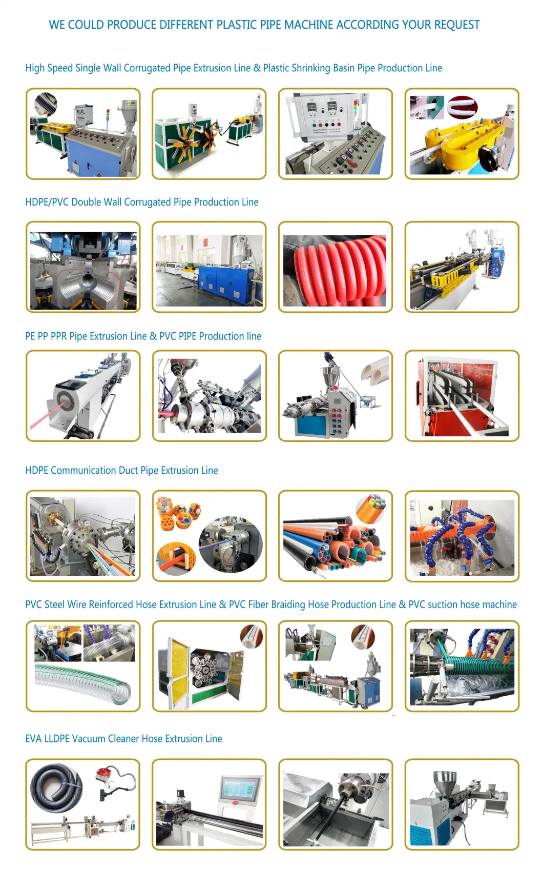 Plastic PVC/UPVC/PE/PP/PPR/LDPE Water Sewer/Pressure/Electricity Conduit Pipe/Tube/ Corrugated Pipe Extrusion/Extruding Making Machine Price